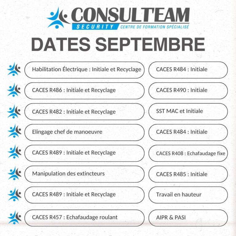 Consulteam security Formations Septembre 2024